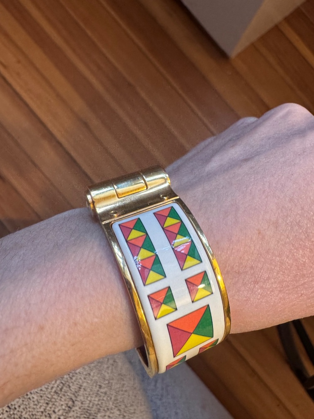 Hermes Hinged Geometric Enamel Bangle - Picture 9 of 11
